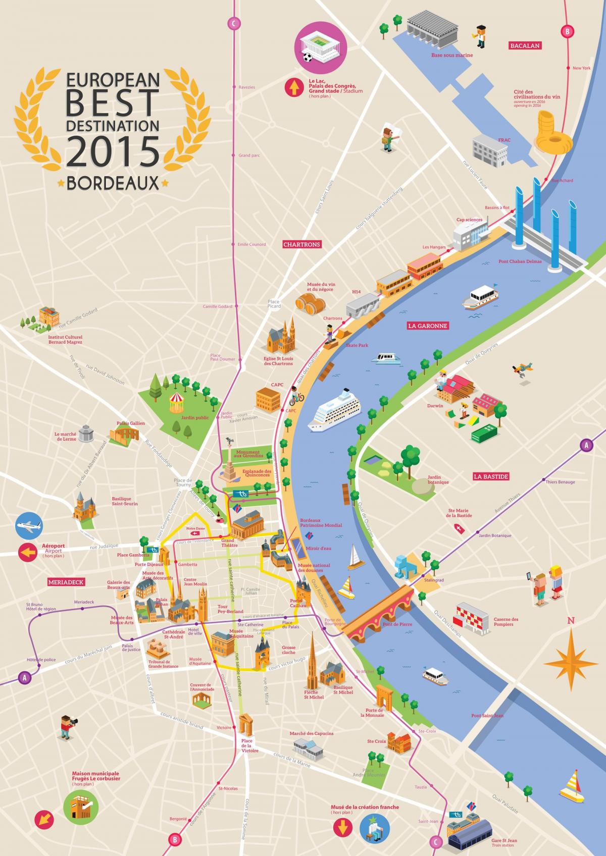 Bordeaux mappa visite turistiche