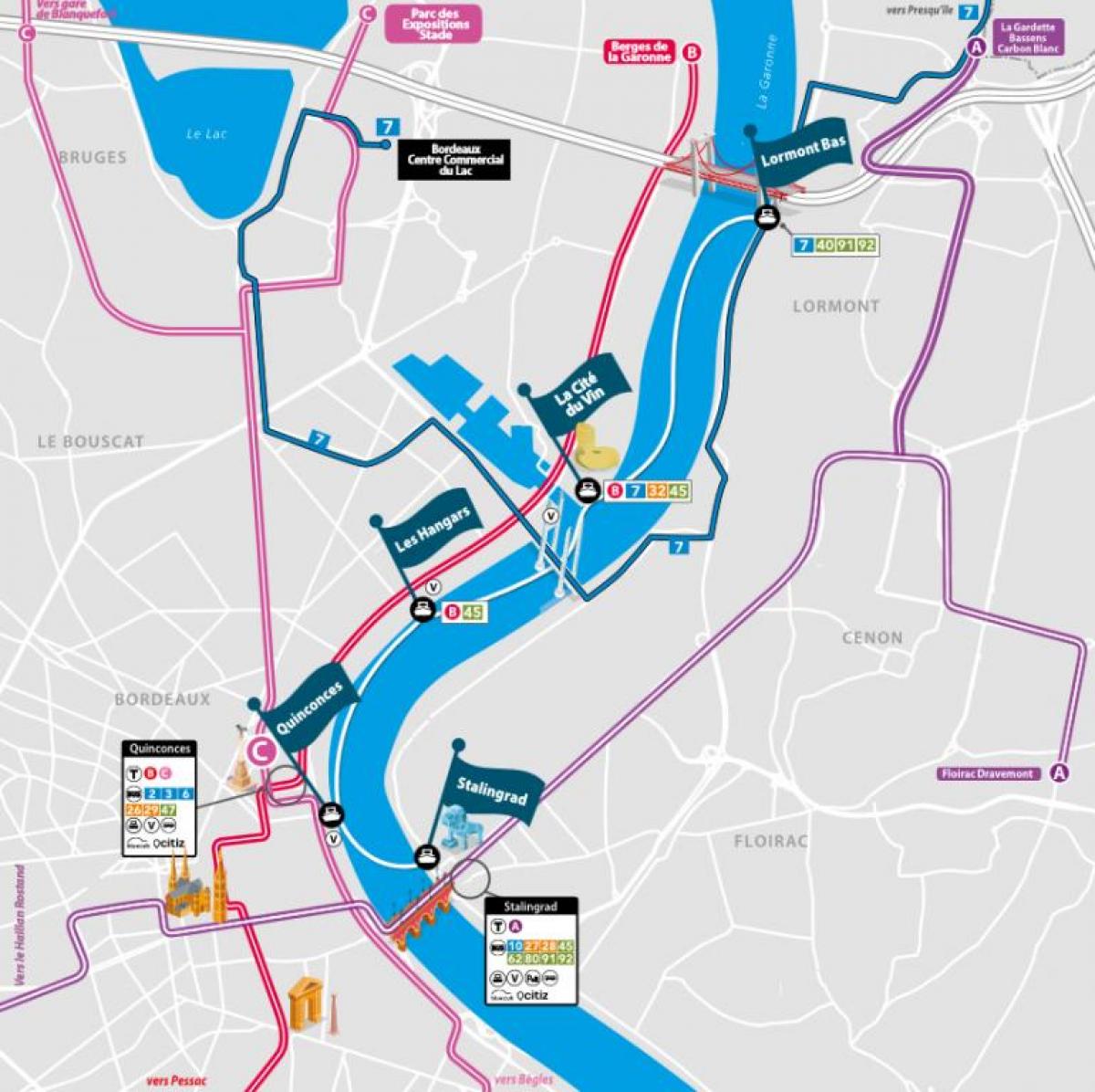 mappa di Bordeaux barca
