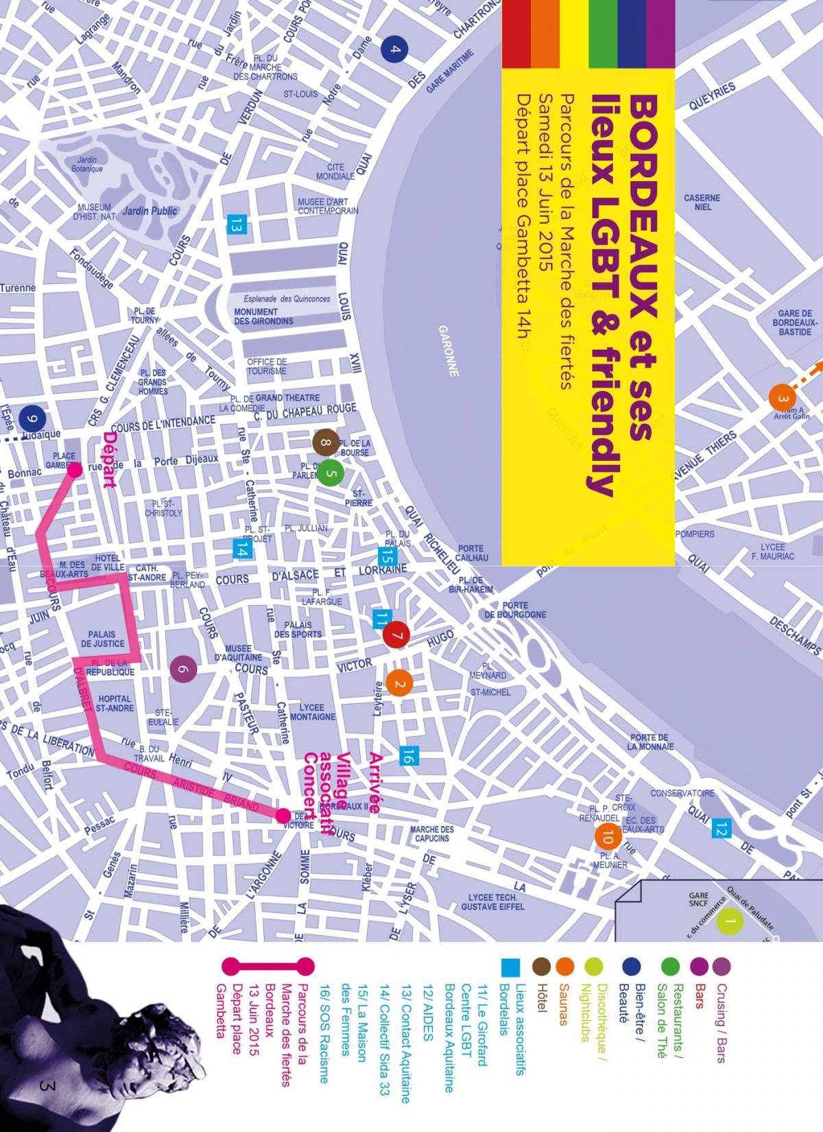 mappa di Bordeaux gay mappa