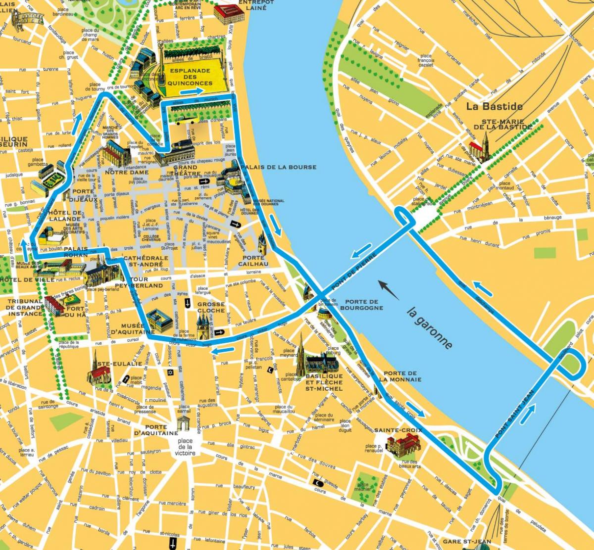 mappa di Bordeaux monumento