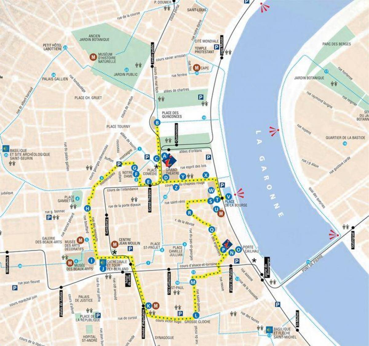 mappa di Bordeaux tour a piedi