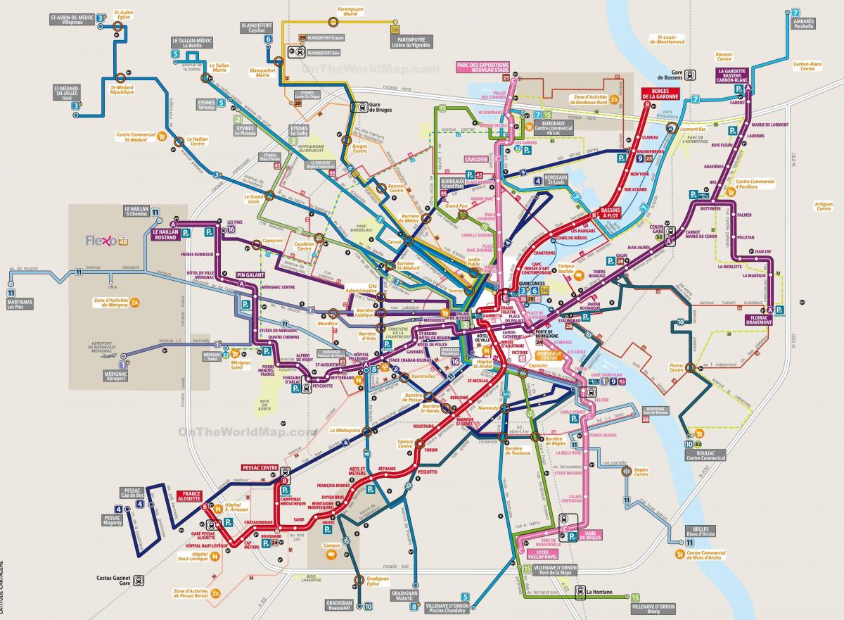 mappa di Bordeaux transito