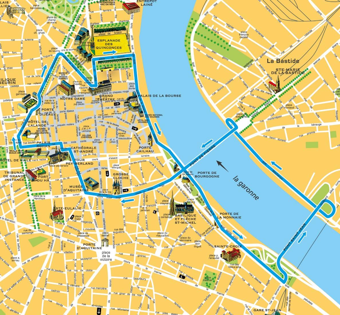 mappa della città di Bordeaux, francia