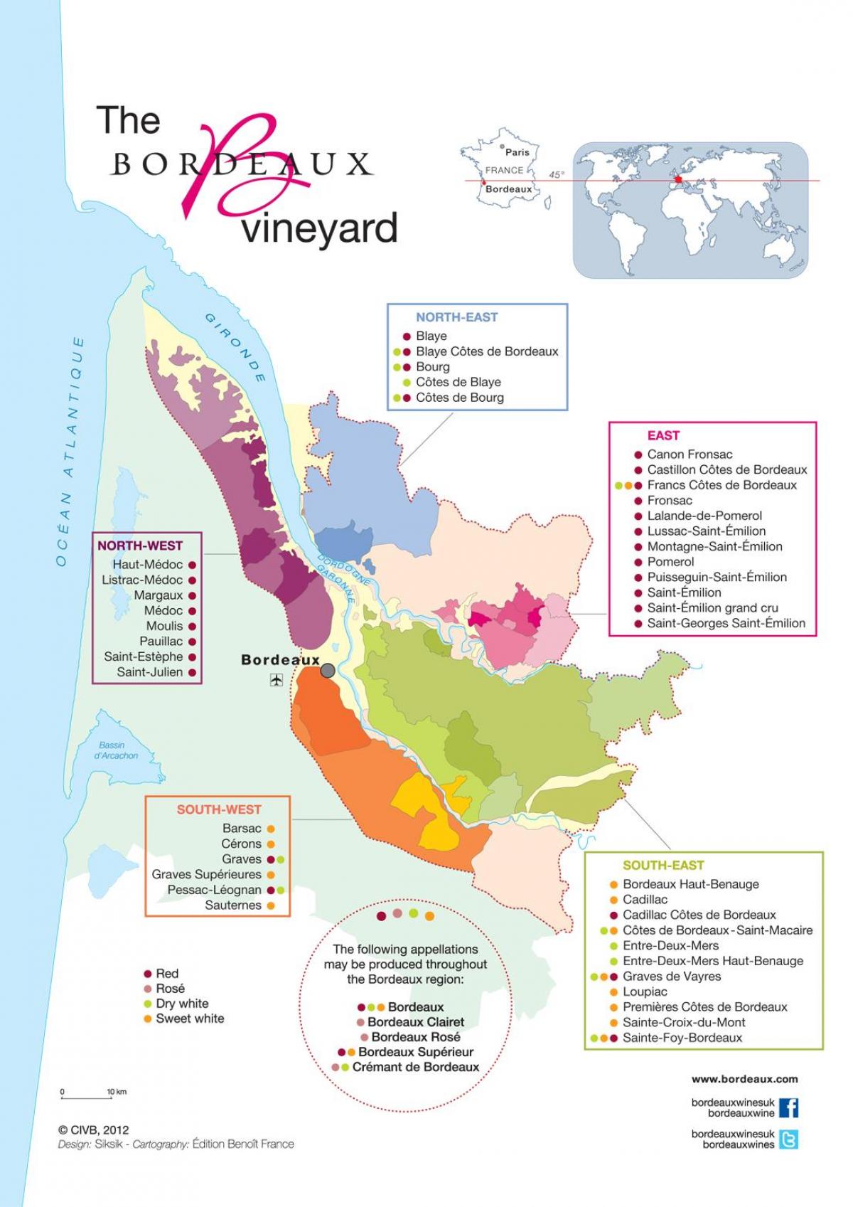 mappa di Bordeaux wine country