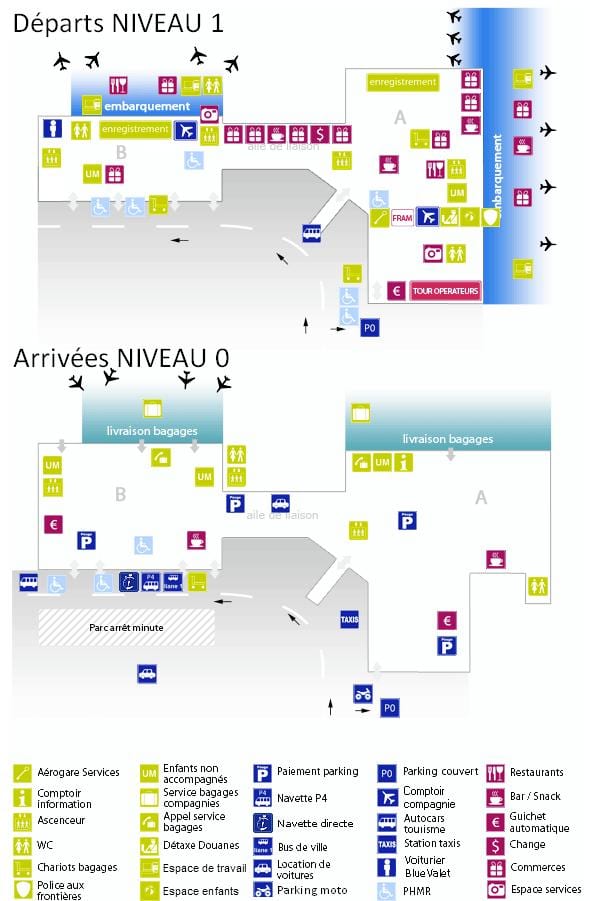 mappa dell'aeroporto di Bordeaux
