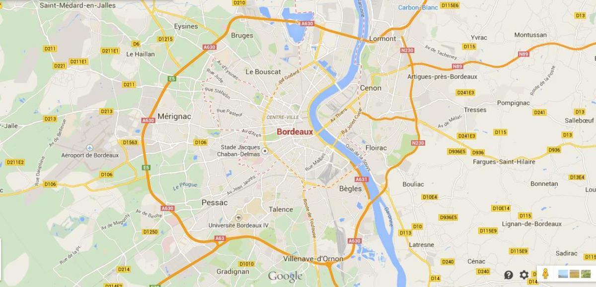 mappa di Bordeaux area francia