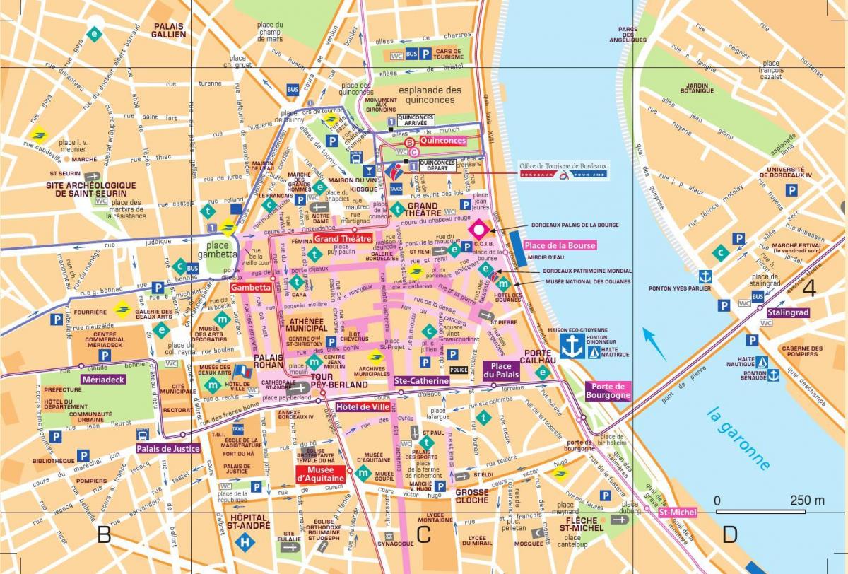 mappa stradale centro di Bordeaux