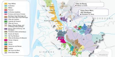 Mappa di Bordeaux chateaux
