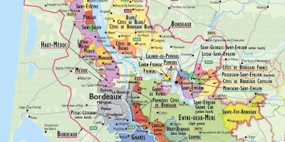Mappa di Bordeaux strada del vino 