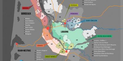 Il vino di Bordeaux paese mappa