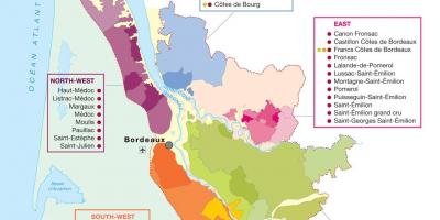Mappa di Bordeaux wine country